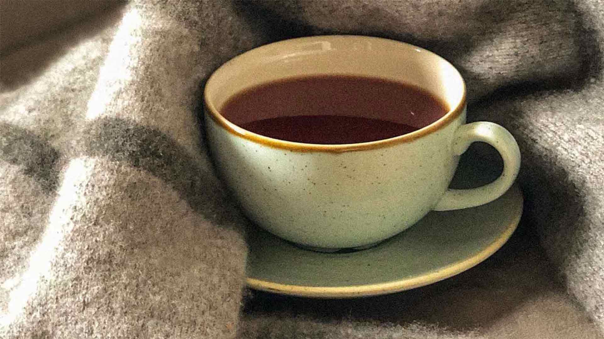 mug wrapped in a blanket